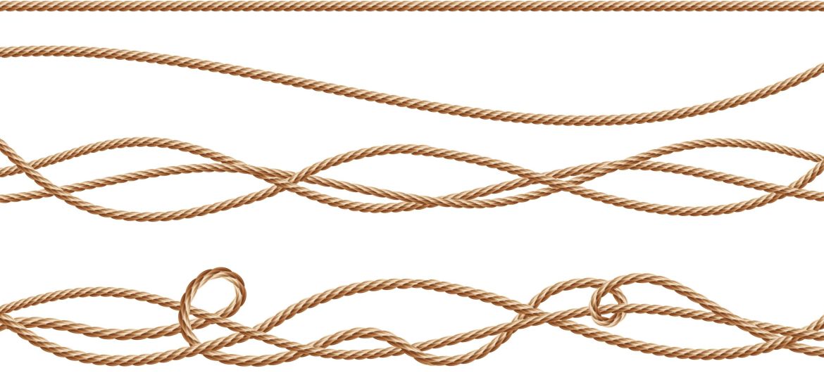 Vector 3d realistic jute, hemp, fiber ropes